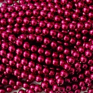 Voskové perly, 8 mm, sklo, barva vínová červená (balení 185 ks)