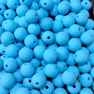 Korálky MATT plast kulička 14mm - sv. modrá (balení 200g +/- 2g)