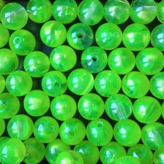 Korálky plast kulička 12mm - žlutozelené (balení 200 ks)