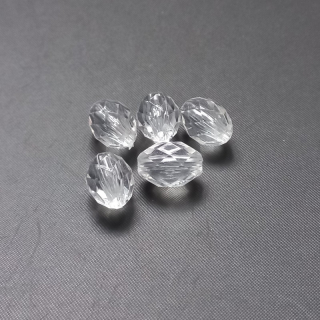 Korálek plastový "broušená olivka" 12x8 mm čirá / balení 100 ks