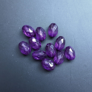 Korálek plastový "broušená olivka" 12x8 mm fialová / balení 100 ks